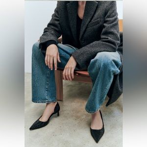 Rhinestone kitten heel shoes